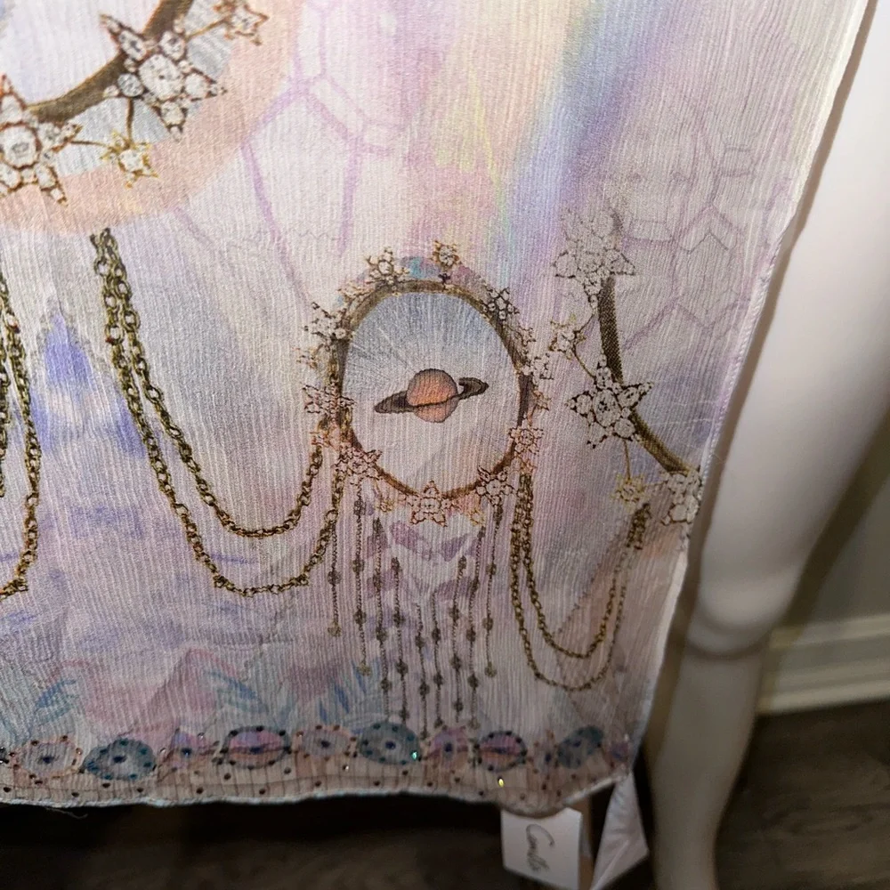 CAMILLA *Wings of Pegasus* pink celestial print silk scarf belt top headband